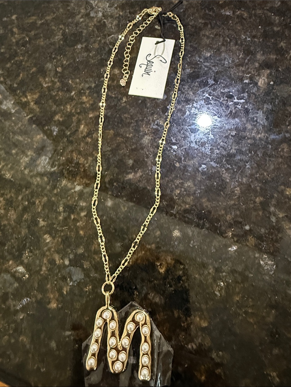 Sequin Jewelry Gold-Tone Pearl Initial "M"
Pendant Necklace From Anthropologies🔥 - Picture 6 of 16